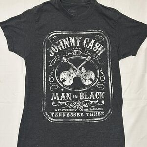 Johnny Cash Man in Black Graphic Tee M 20–26 P2P Dark Gray Country Rock Shirt